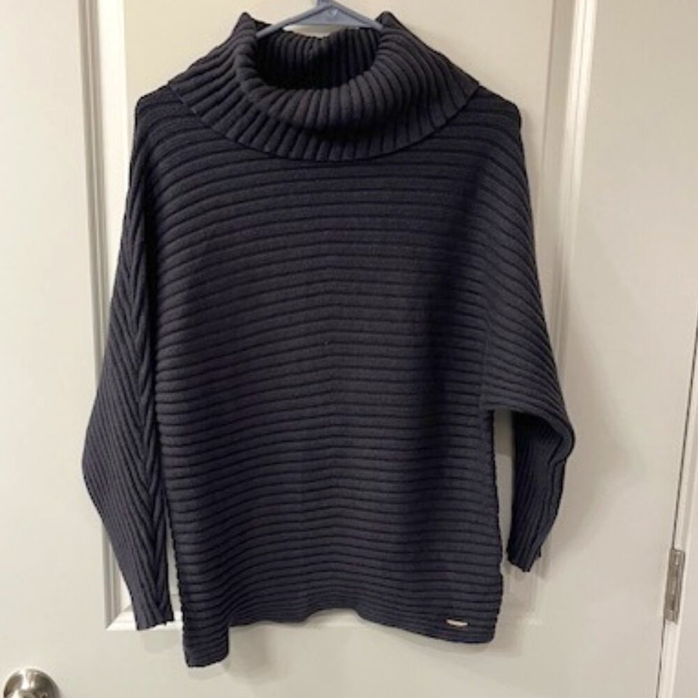 Charcoal Grey Tahari Dolman Cowl Ribbed Sweater Sz. Lg